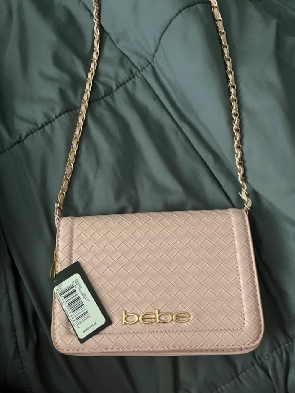 bebe Pink Quilted Chain-Strap Crossbody